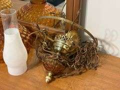 Vintage Amber Glass Hanging Lamps & Wall Décor