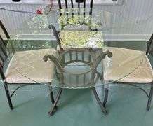 Decorative Iron & Glass Top Table/Chairs