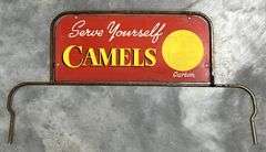 Camels Cigarettes "Serve Yourself" Metal Rack Sign