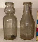 Early Glass Milk Bottles & Meadow Gold Milk Carton