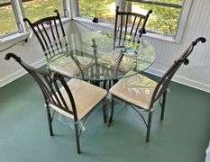 Decorative Iron & Glass Top Table/Chairs