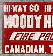 Moody Hotel Canadian Texas Reflective Paint Metal Road Sign