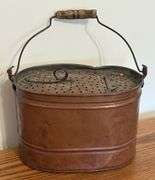 Copper Minnow Bucket & Framed Brass Key Display