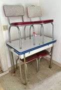 Vintage Chrome & Enamel Dinette Table with Chairs