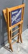 1930s Piedmont Cigarette Porcelain Backed Wooden Folding Chair