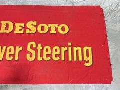 1930-40s Era DeSoto "Power Steering" Cloth Banner Display