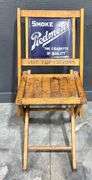 1930s Piedmont Cigarette Porcelain Backed Wooden Folding Chair