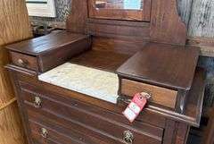 Early Walnut Marble Top Dresser