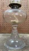 Vintage Oil Lamp with Pink Fluted Satin Shade