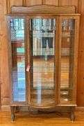 Modern Oak Lighted Display Cabinet