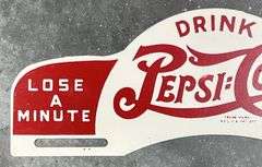 Pepsi-Cola Metal License Plate Topper