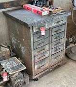 Green Metal Shop Cabinet on Casters