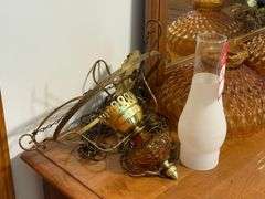 Vintage Amber Glass Hanging Lamps & Wall Décor
