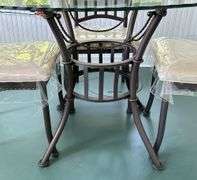 Decorative Iron & Glass Top Table/Chairs