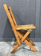 1930s Piedmont Cigarette Porcelain Backed Wooden Folding Chair
