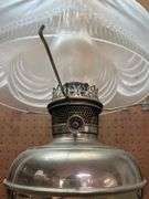 Early Nickel Plated Oil Lamp with Shade