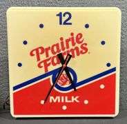Prairie Farms Milk Dualite Lighted Square Clock