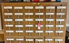 Large Wooden 60-Hole Organizer & Contents