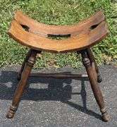 Early Oak Curved Bottom Stool