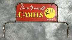 Camels Cigarettes "Serve Yourself" Metal Rack Sign