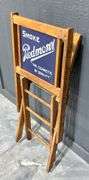 1930s Piedmont Cigarette Porcelain Backed Wooden Folding Chair