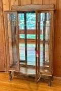 Modern Oak Lighted Display Cabinet