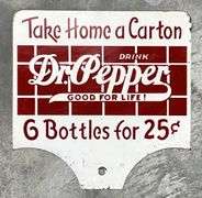 Dr. Pepper "6 Bottles for 25 Cent" Metal Rack Sign