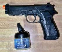 Vintage Binoculars & Beretta Air Soft Gun