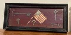 Copper Minnow Bucket & Framed Brass Key Display