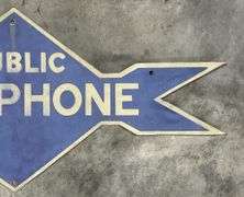 Public Telephone Metal Arrow Sign