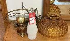 Vintage Amber Glass Hanging Lamps & Wall Décor
