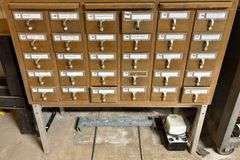 Large Wooden 60-Hole Organizer & Contents