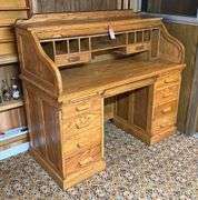 Solid Oak S-Curve Roll Top Desk