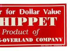 Willys Overland Company Whippet Metal Auto Sign