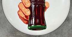 Coca-Cola "Bottle in Hand" Metal Button Sign
