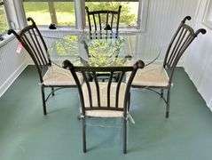 Decorative Iron & Glass Top Table/Chairs