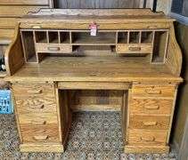 Solid Oak S-Curve Roll Top Desk