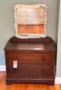 Early Child's Size Walnut Dresser with Mirror