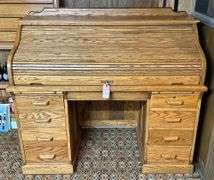Solid Oak S-Curve Roll Top Desk