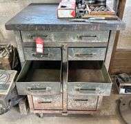 Green Metal Shop Cabinet on Casters