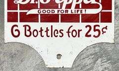 Dr. Pepper "6 Bottles for 25 Cent" Metal Rack Sign