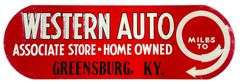 Western Auto "Greensburg, KY" Metal Store Sign