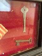 Copper Minnow Bucket & Framed Brass Key Display