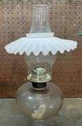 Vintage Oil Lamp with Pink Fluted Satin Shade