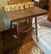 Early Oak Glass Ball & Claw Occasional Table