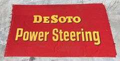 1930-40s Era DeSoto "Power Steering" Cloth Banner Display