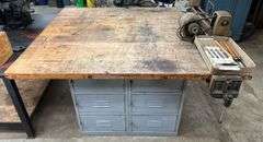 Butcher Block Style Workbench with Storage & Wilton Wood Vises