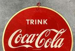 Coca-Cola "Trink Coca-Cola" Eiskalt German Glass Badge Sign
