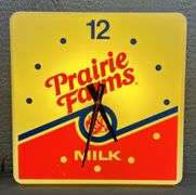 Prairie Farms Milk Dualite Lighted Square Clock
