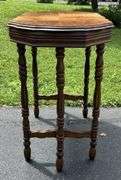Vintage Walnut 6-Leg Inlay Occasional Table